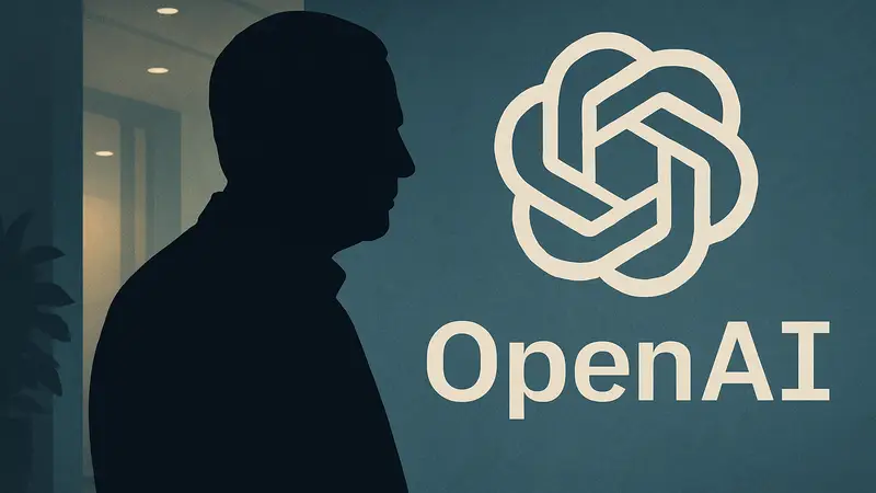 Портрет Баррета Зофа, бывшего руководителя корпоративных продаж OpenAI, на фоне логотипа компании.