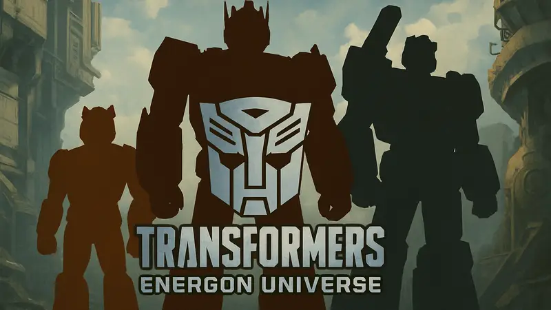 Логотип Transformers Energon Universe с узнаваемыми персонажами франшизы.