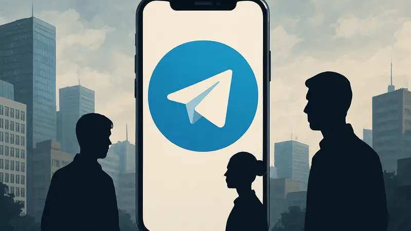 Логотип Telegram на фоне мобильного телефона