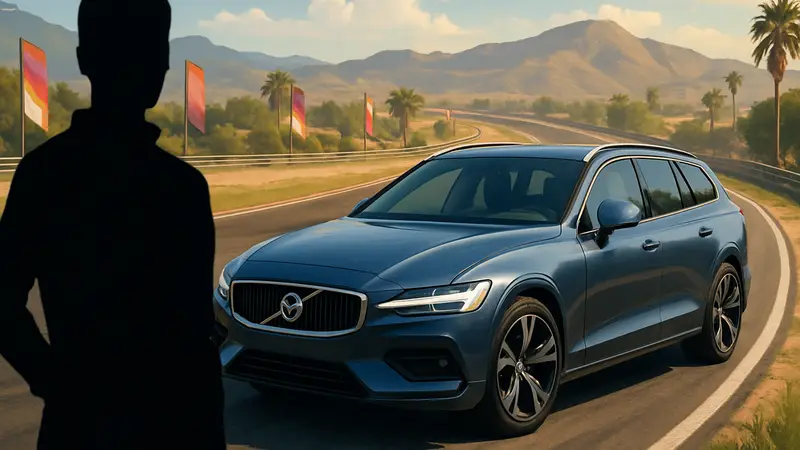 Автомобиль Volvo на фоне трассы в игре Forza Horizon 6.