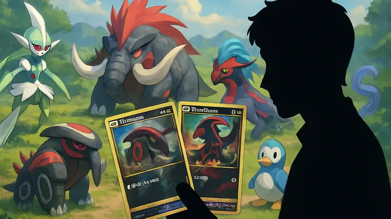 Игровые карты Paradox Drive в Pokemon TCG Pocket, новые покемоны 10-го поколения на фоне.