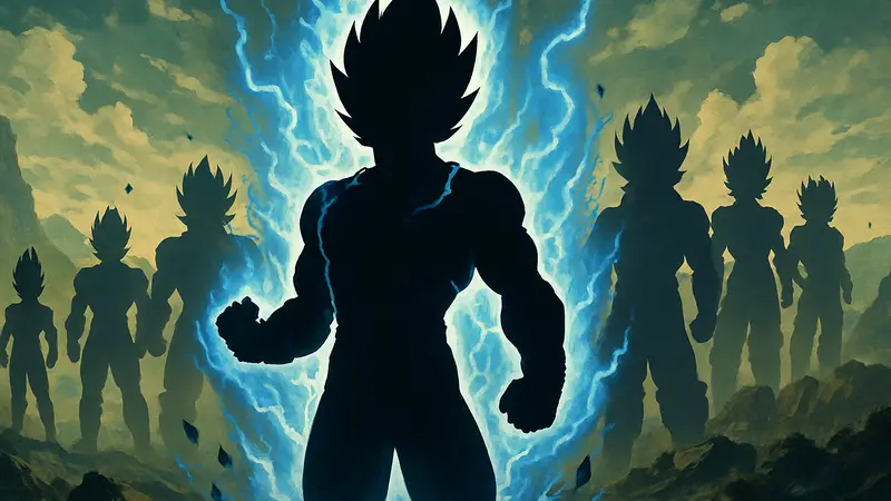 Вегета из Dragon Ball демонстрирует свою силу, окружённый энергией. Рейтинг сильнейших версий персонажа.