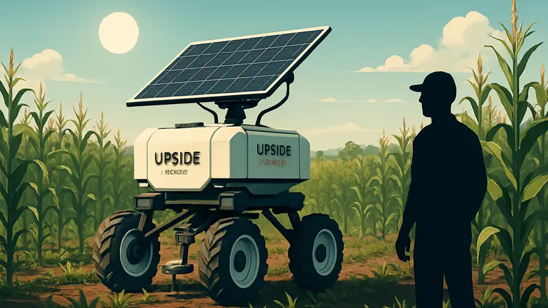Сельскохозяйственный робот Upside Robotics, работающий на кукурузном поле при солнечном свете