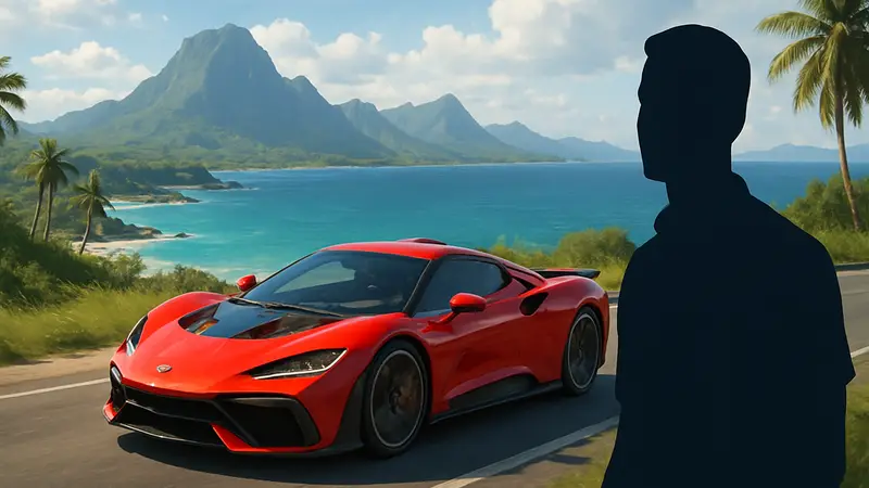 Скриншот из Forza Horizon 6 с быстрой машиной на фоне красивого пейзажа.