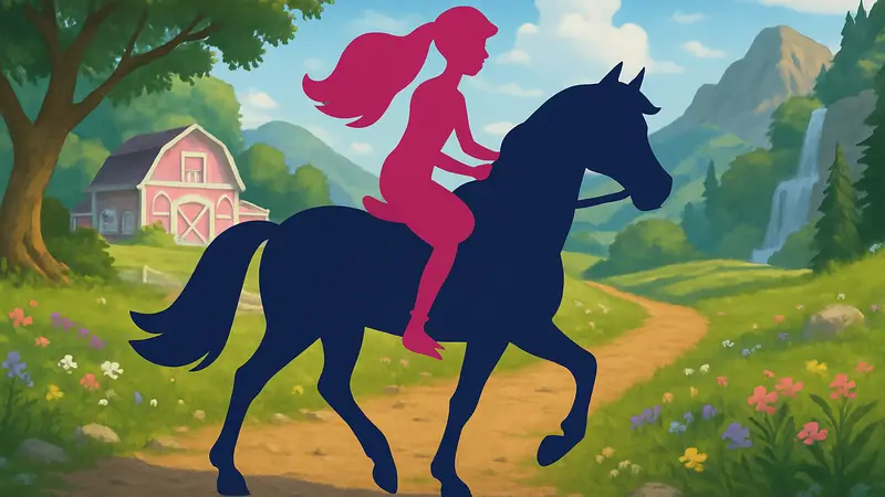 Барби верхом на лошади, скриншот из мобильной игры Barbie Horse Ride & Rescue