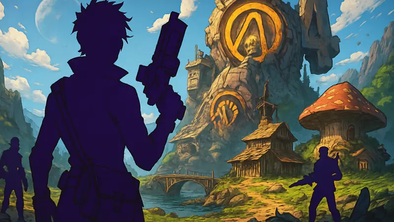 Обложка или скриншот Borderlands 4 с элементами первого сюжетного дополнения и логотипом игры.