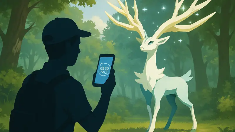 Легендарный покемон Зернеас в Pokemon GO, редкая Шайни-Нундо версия.