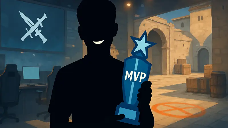Киберспортсмен m0NESY с наградой MVP, улыбается и держит приз.