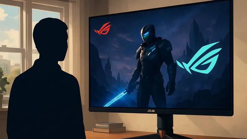 32-дюймовый 4K OLED игровой монитор ASUS с новой панелью LG и логотипом ROG.