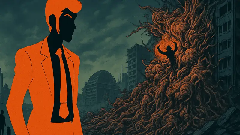 Постер фильма "Люпен III: Бессмертная Родословная", демонстрирующий элементы боди-хоррора