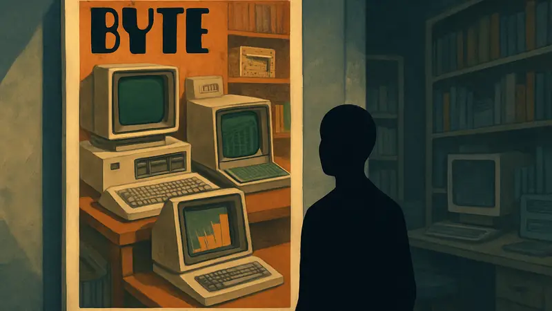 Обложка старого номера журнала Byte с компьютерами и технологиями, доступная в Интернет Архиве