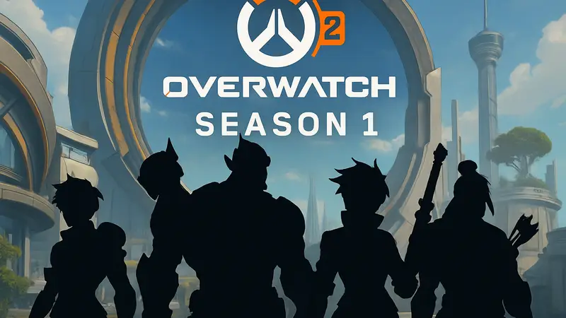 Изображение с героями Overwatch 2 на фоне логотипа Сезона 1, намекающее на новый игровой ивент.