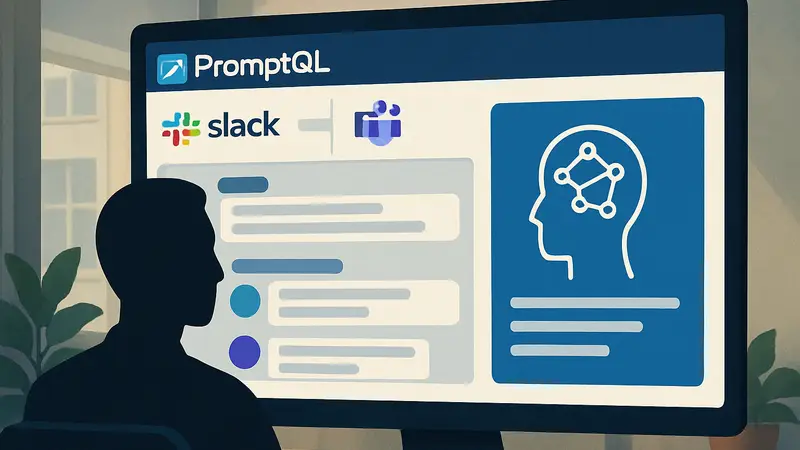 Скриншот интерфейса PromptQL, интегрированного с Slack и Microsoft Teams