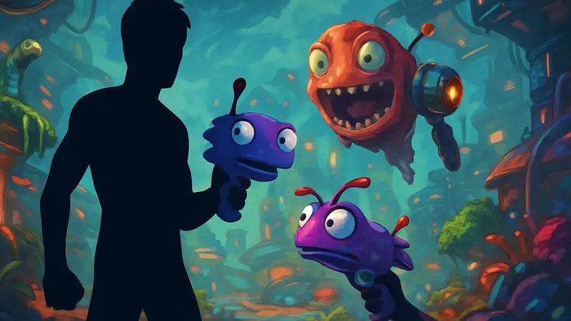 Игровые персонажи из High on Life 2 с говорящими пушками и яркими визуальными эффектами