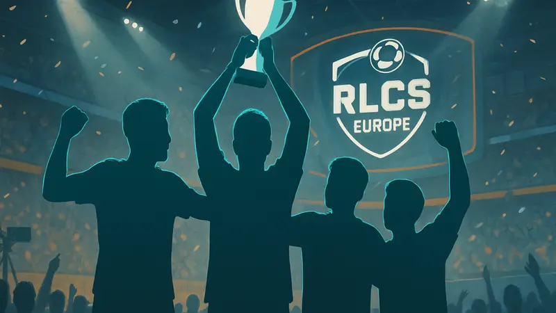 Киберспортивная команда Gentle Mates празднует победу на турнире RLCS Europe Open 3