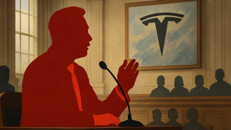 Илон Маск на судебном заседании, дающий показания по делу о мошенничестве с акциями Tesla
