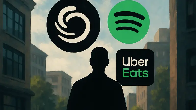 Изображение логотипа Claude от Anthropic, интегрирующегося с иконками приложений Spotify и Uber Eats
