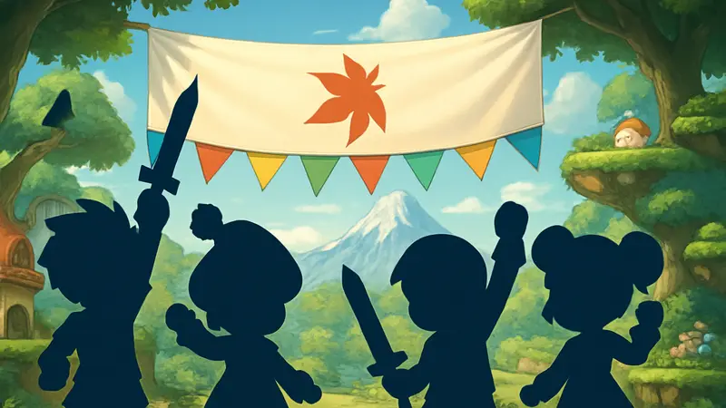 Персонажи MapleStory: Idle RPG празднуют на фоне игрового мира, баннер ивента.