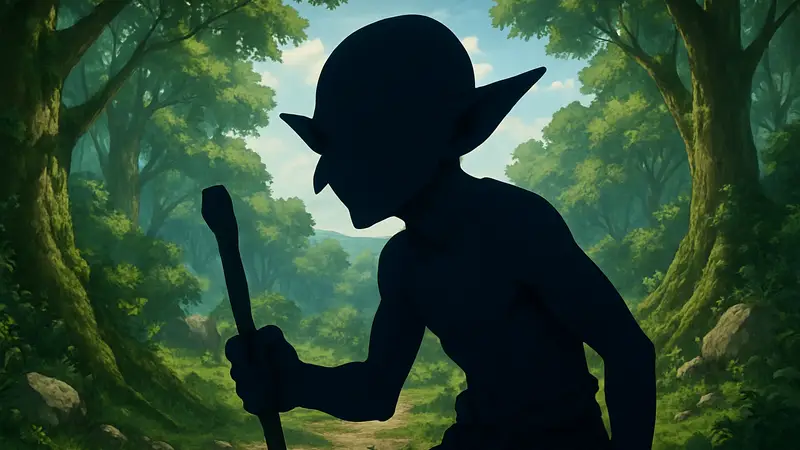 Постер аниме-адаптации манги «Tensei Goblin dakedo Shitsumon Aru?» с изображением гоблина.