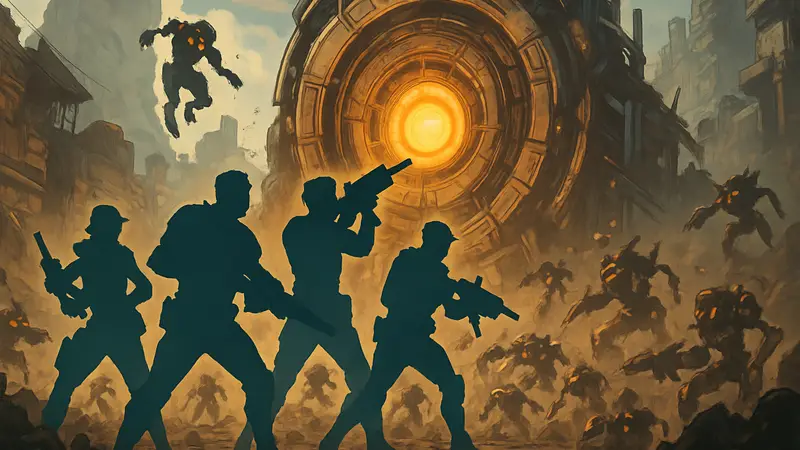 Герои Borderlands 4 сражаются с волнами врагов на фоне Ордонит-Процессора.