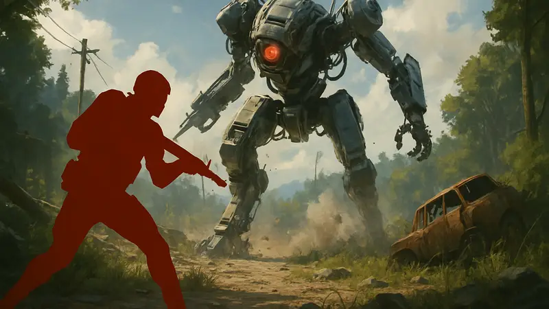 Геймплей Arc Raiders с роботом и персонажем в динамичной сцене шутера