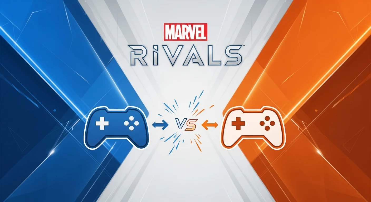 Логотип Marvel Rivals на фоне игрового интерфейса с символами честной игры и киберспортивной эстетикой