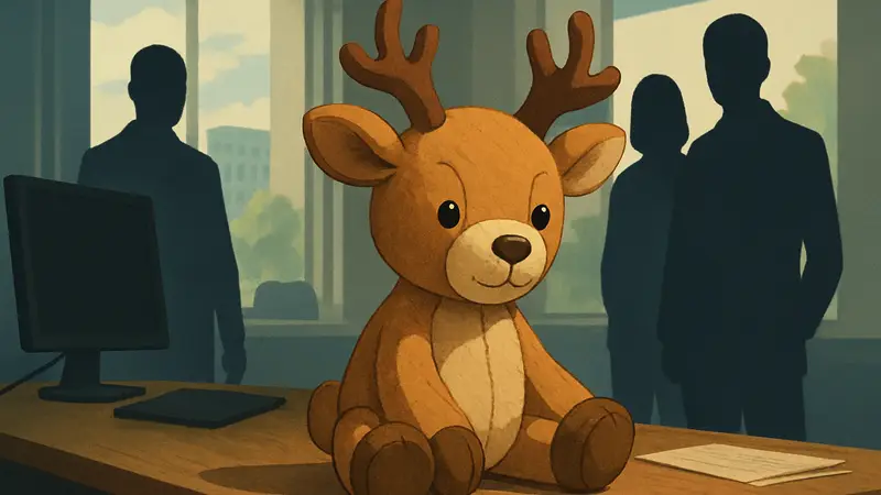 Изображение плюшевого оленя, символизирующего ИИ-компаньона Fawn Friends.