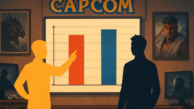 График сравнения продаж Capcom на ПК (Steam) и PlayStation из финансового отчёта компании