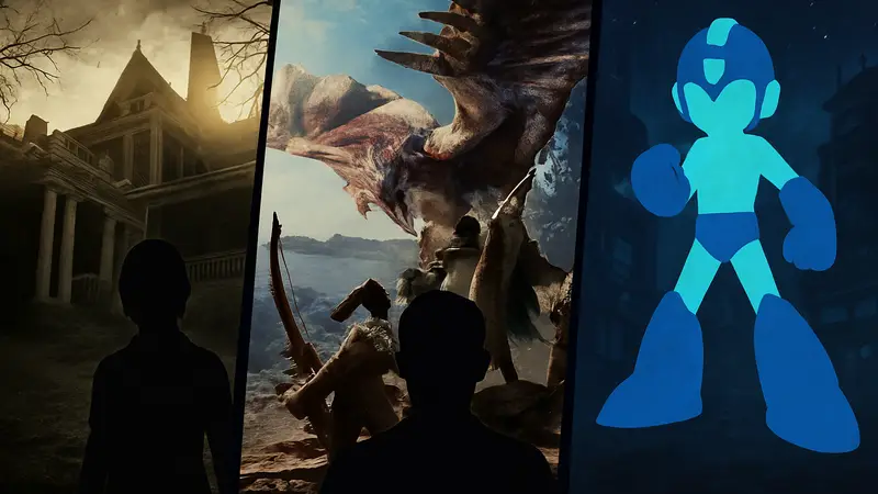 Обложки игр Resident Evil 7, Monster Hunter World и Mega Man в бандле Capcom.