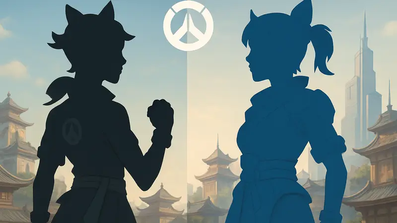 Сравнение старого и нового дизайна героини Анран из Overwatch