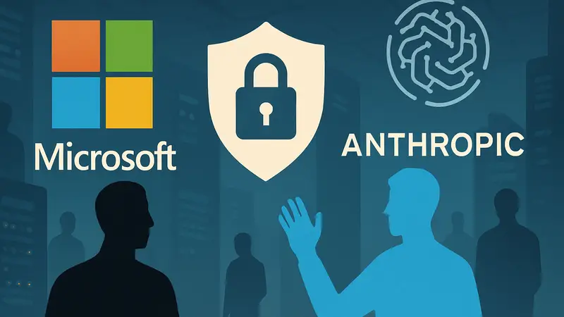 Логотип Microsoft и Anthropic, символизирующие ИИ и безопасность данных