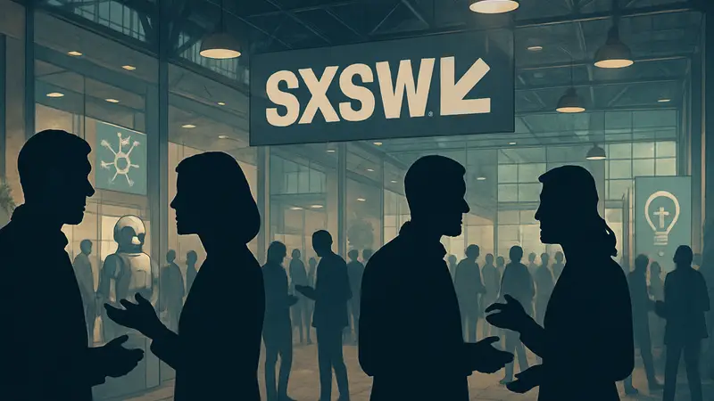 Люди общаются на фестивале SXSW, технологический нетворкинг и идеи