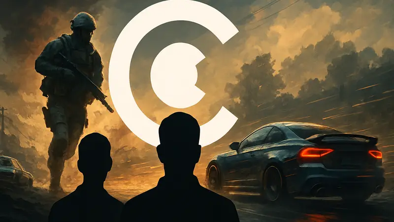 Логотип Criterion Games на фоне значка Battlefield, гоночные игры.