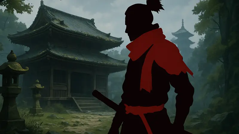 Кадр из трейлера аниме Sekiro: No Defeat, с изображением главного героя, самурая