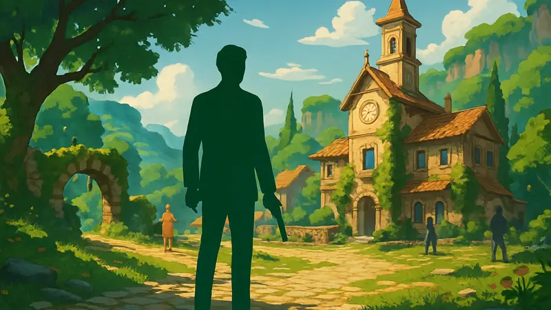 Кадр из геймплейного трейлера The Eternal Life of Goldman с яркой стилизованной графикой