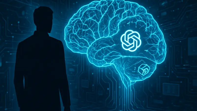 Футуристическое изображение нейронной сети или мозга, символизирующее искусственный интеллект и GPT-5.4 от OpenAI.