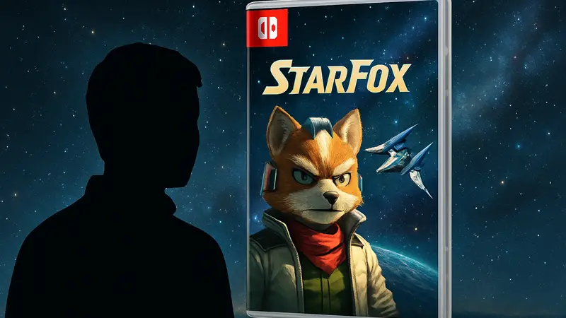 Обложка игры Star Fox на Nintendo Switch с Фоксом Макклаудом на фоне космоса и космического корабля