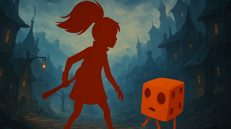 Главная героиня и говорящий кубик из игры Lost In Random: The Eternal Die.