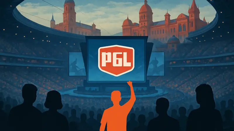 Анонс киберспортивного турнира PGL в Лодзи, Польша, в 2027 году, с логотипом PGL.