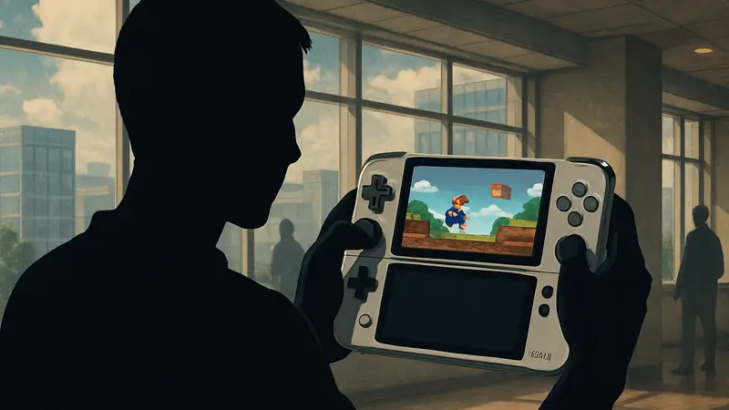 Портативная игровая консоль Retroid Pocket Nova с двумя экранами в руках игрока.