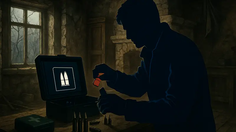 Итан Уинтерс крафтит патроны в Resident Evil Village, демонстрируя систему крафта