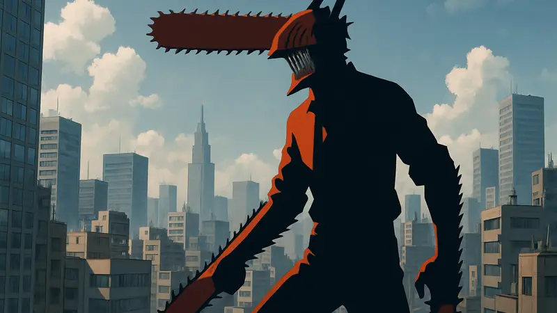 Главный герой аниме Chainsaw Man, Денджи, в форме Человека-бензопилы.