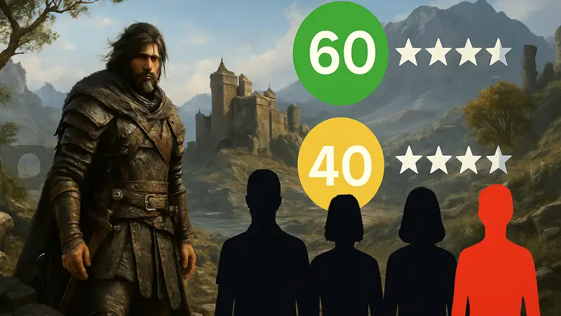 Скриншот из игры Crimson Desert на фоне пользовательских оценок Metacritic.