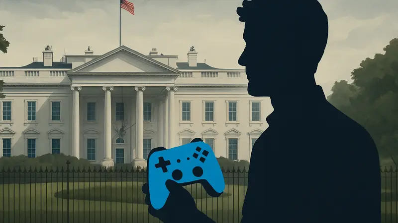 Изображение инди-разработчика Коула Томаса Аллена и фона Белого дома, символизирующее событие.