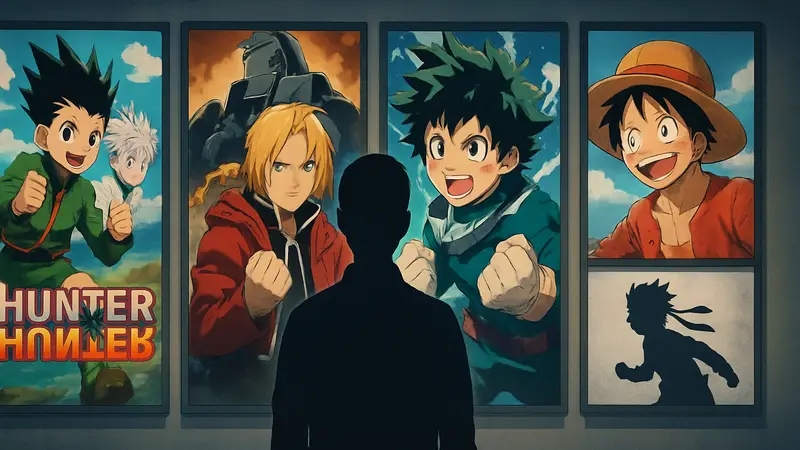 Обложки и кадры из аниме-сериалов Hunter x Hunter, Fullmetal Alchemist, My Hero Academia и других, сравниваемых с Наруто.