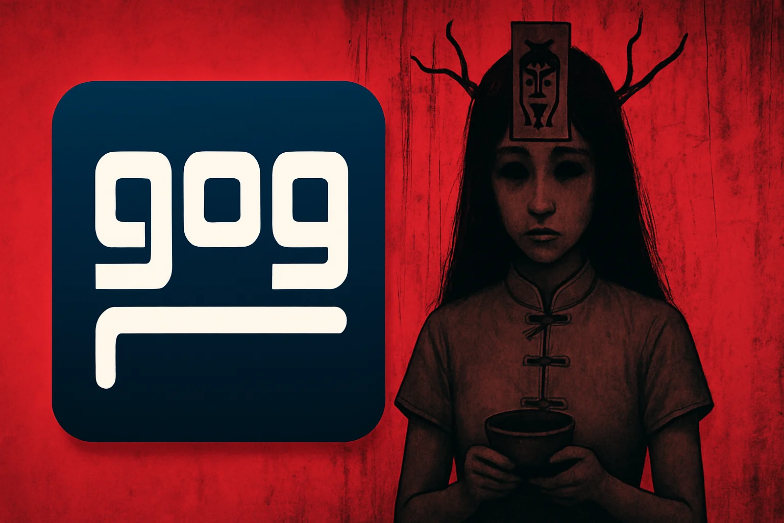 Логотип GOG на фоне обложки игры Devotion, символизирующей скандал с удалением