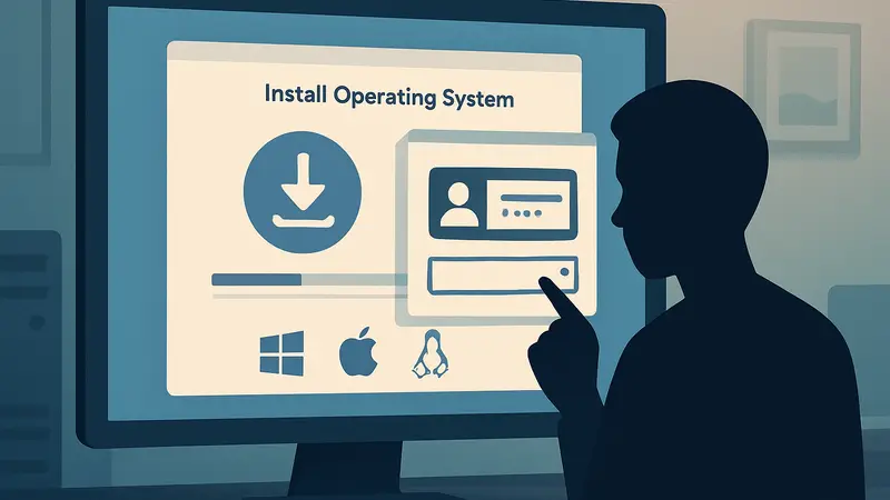 Экран установки операционной системы с дополнительным окном для прохождения возрастной верификации.