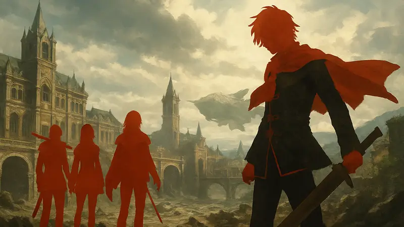 Персонажи Final Fantasy Type-0 в драматичной позе