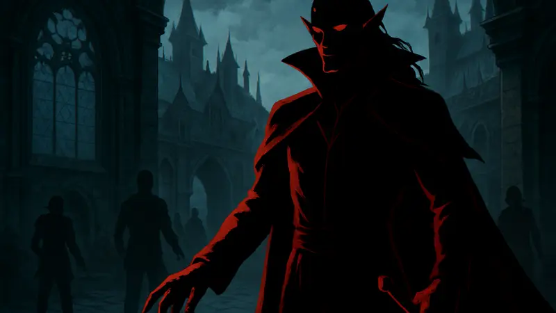 Изображение вампира в стиле Dungeons & Dragons, вдохновленного Vampire: The Masquerade, представляющее новый класс.