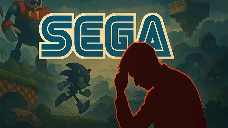 Логотип Sega на фоне игровой тематики, символизирующий признание проблем с продажами игр